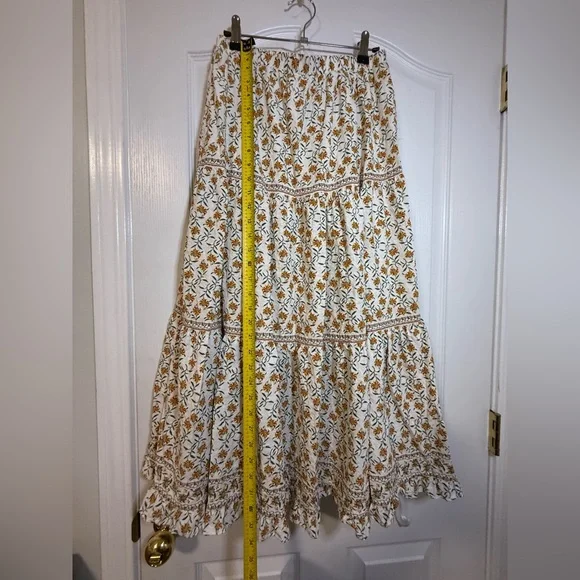 Max Studio Long White and Brown Floral Maxi Skirt Small Boho Small - Picture 6 of 7